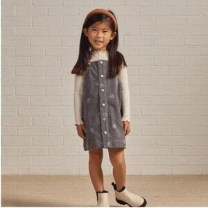 Rylee + Cru corduroy Overall Dress with Peace Symbols